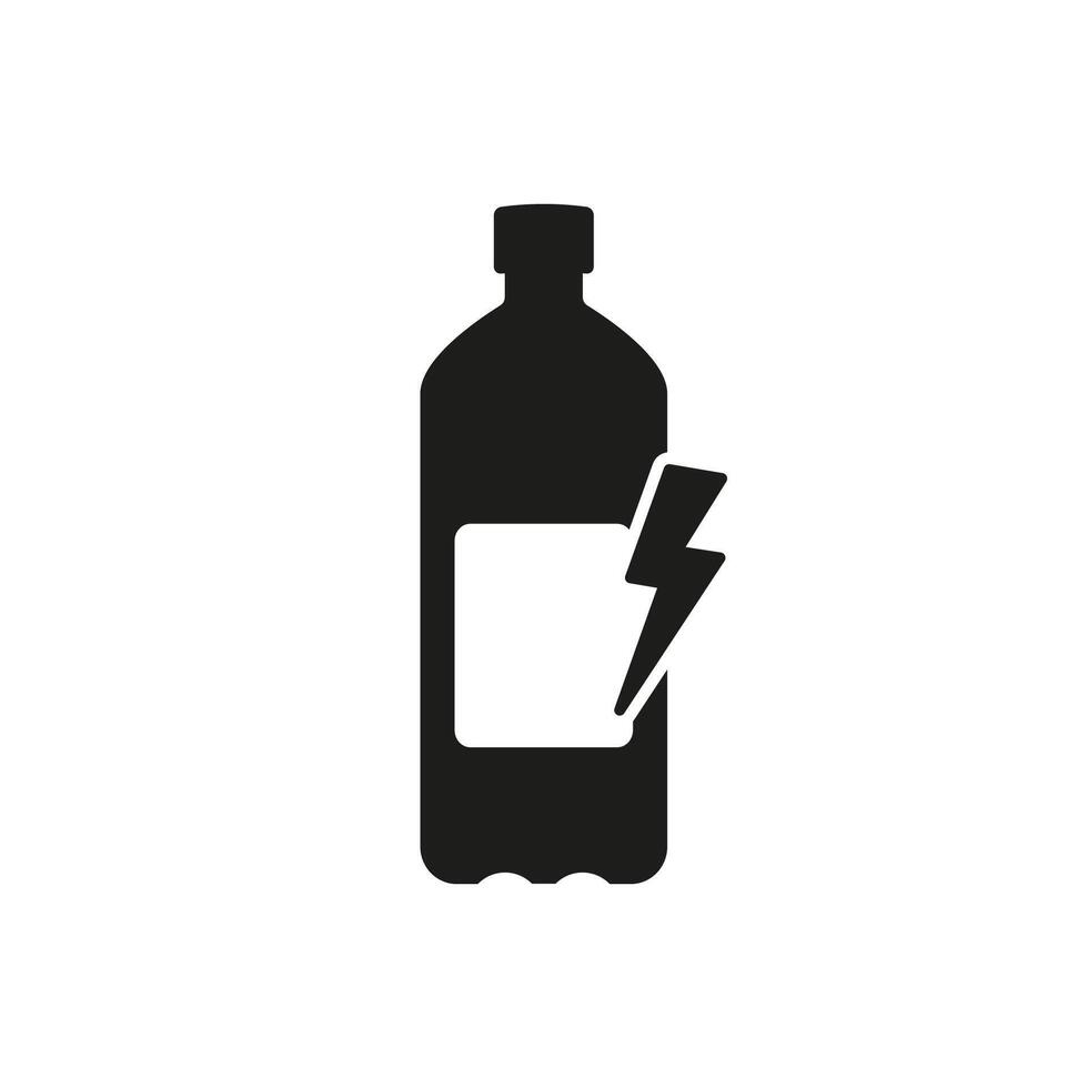 Energy Drink Bottle Silhouette Icon. Energize Beverage Increase Vitality and Alertness Glyph Pictogram. Isolated Illustration vector