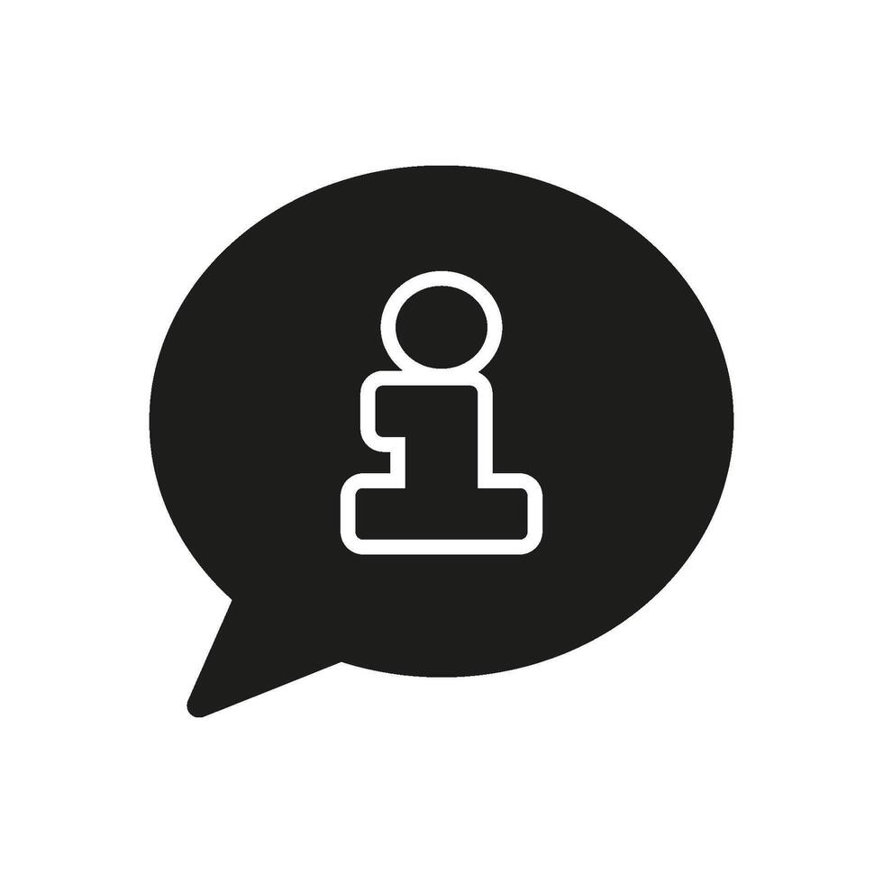 Information Sign in Speech Bubble Silhouette Icon. Customer Support Glyph Symbol. Communication and Assistance. Online Help Concept. Isolated Illustration vector