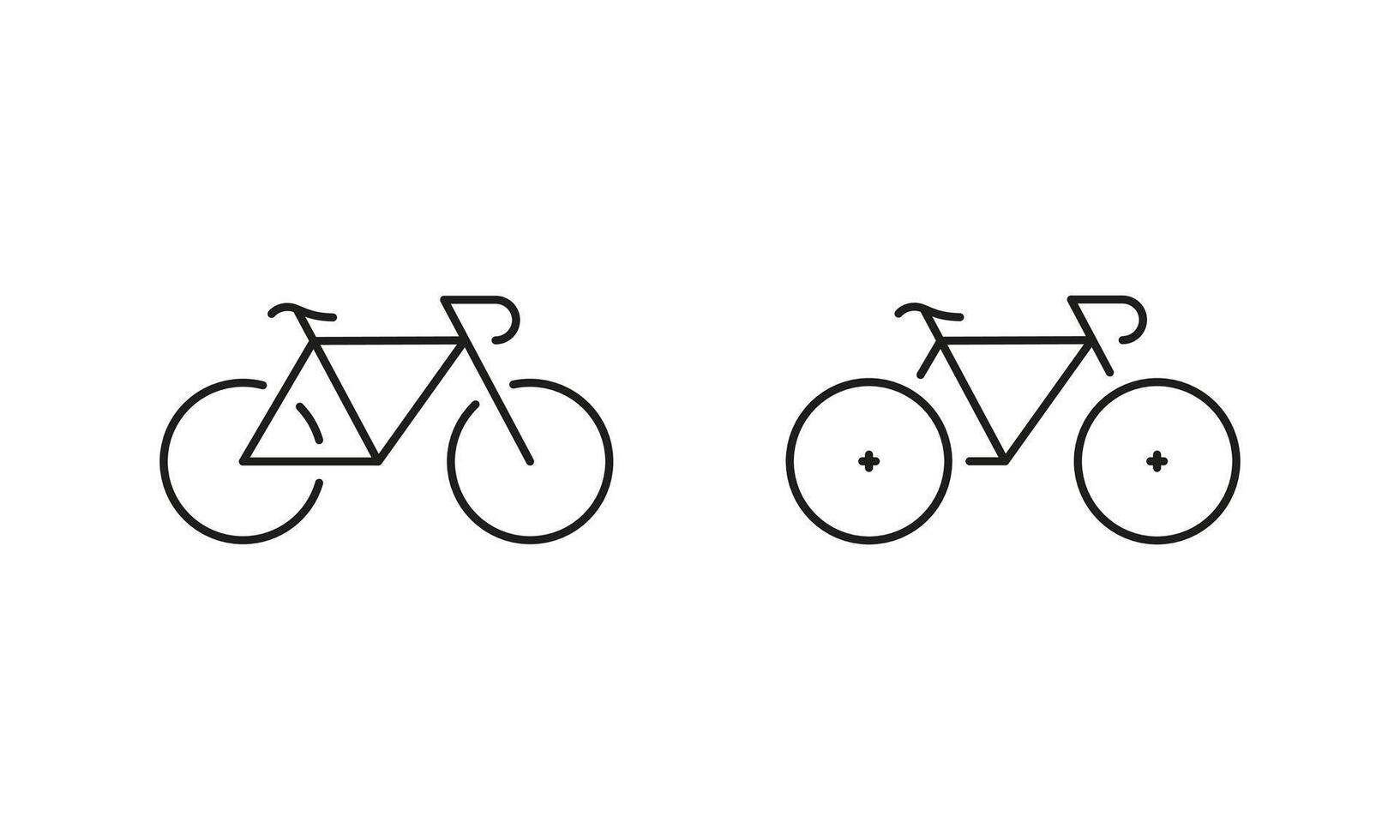Bike Line and Silhouette Icon Set. Mountain Bicycle Pictogram. Editable Stroke. Isolated Illustration vector