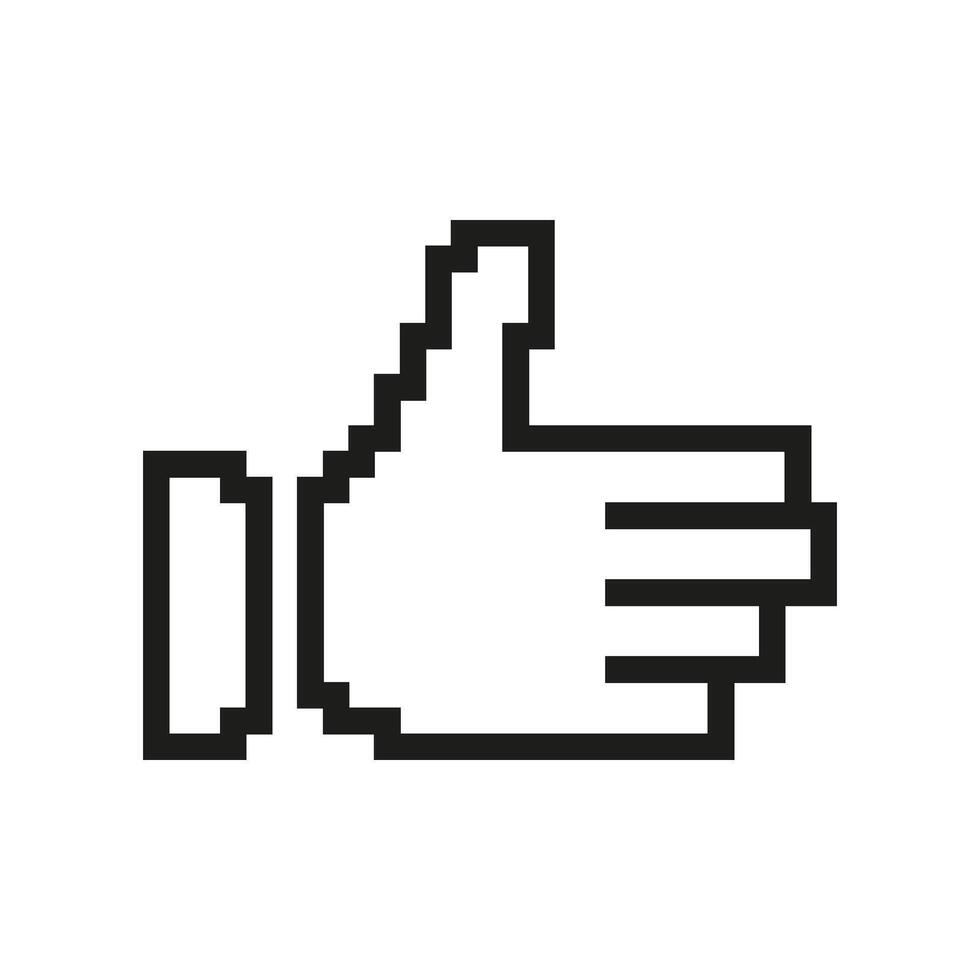 Pixelated Thumbs Up Icon. Positive Feedback or Approval Gesture in Pixel Art Style. Approval and Good Feedback. Isolated Illustration vector