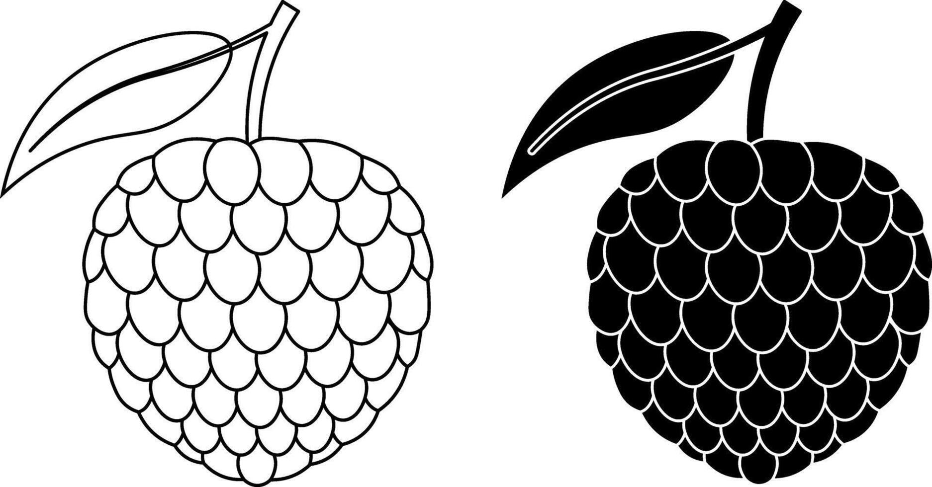 outline silhouette sugar apples fruit icon set vector