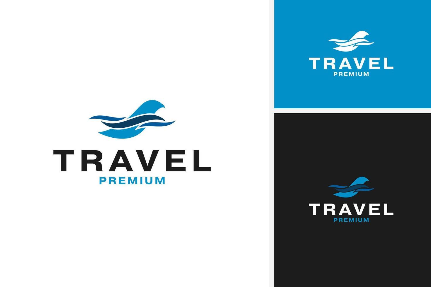 Bird and wave logo design for ocean or travel branding template illustration vector