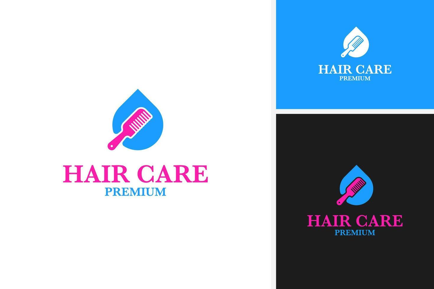 Brush and water droplet hair care logo design template illustration idea vector