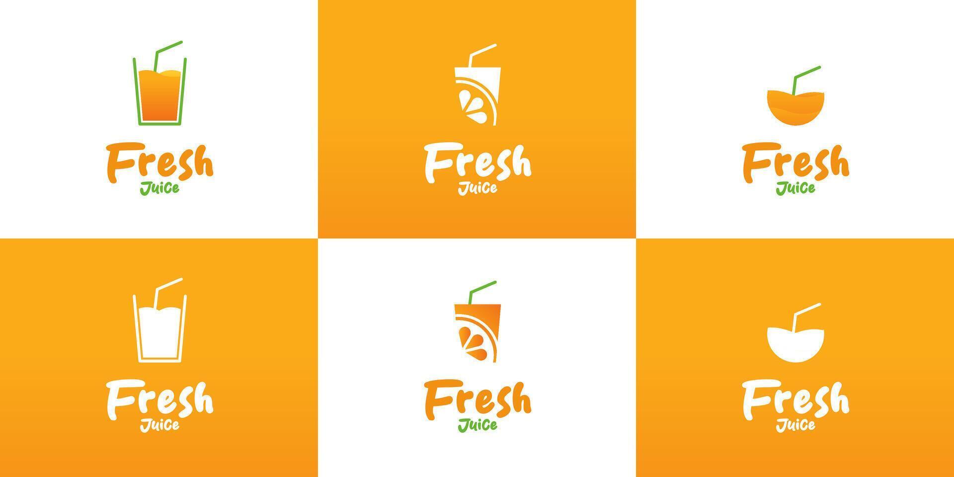 Set of fresh juice logo design for beverage branding and organic drink shops template illustration vector