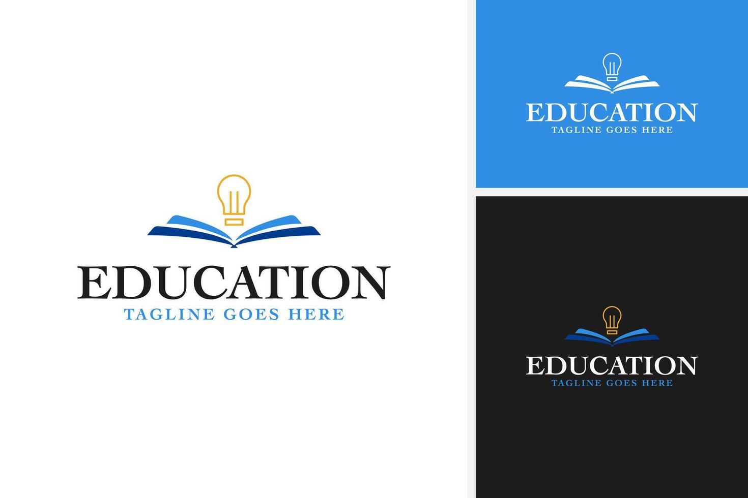 Book and light bulb education logo design for learning platforms template illustration vector
