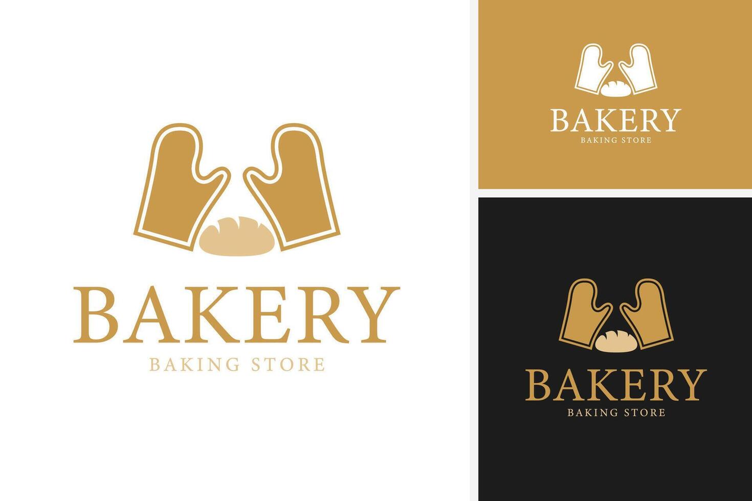 Sliced bread and oven mitt bakery logo design for baking stores illustration idea vector