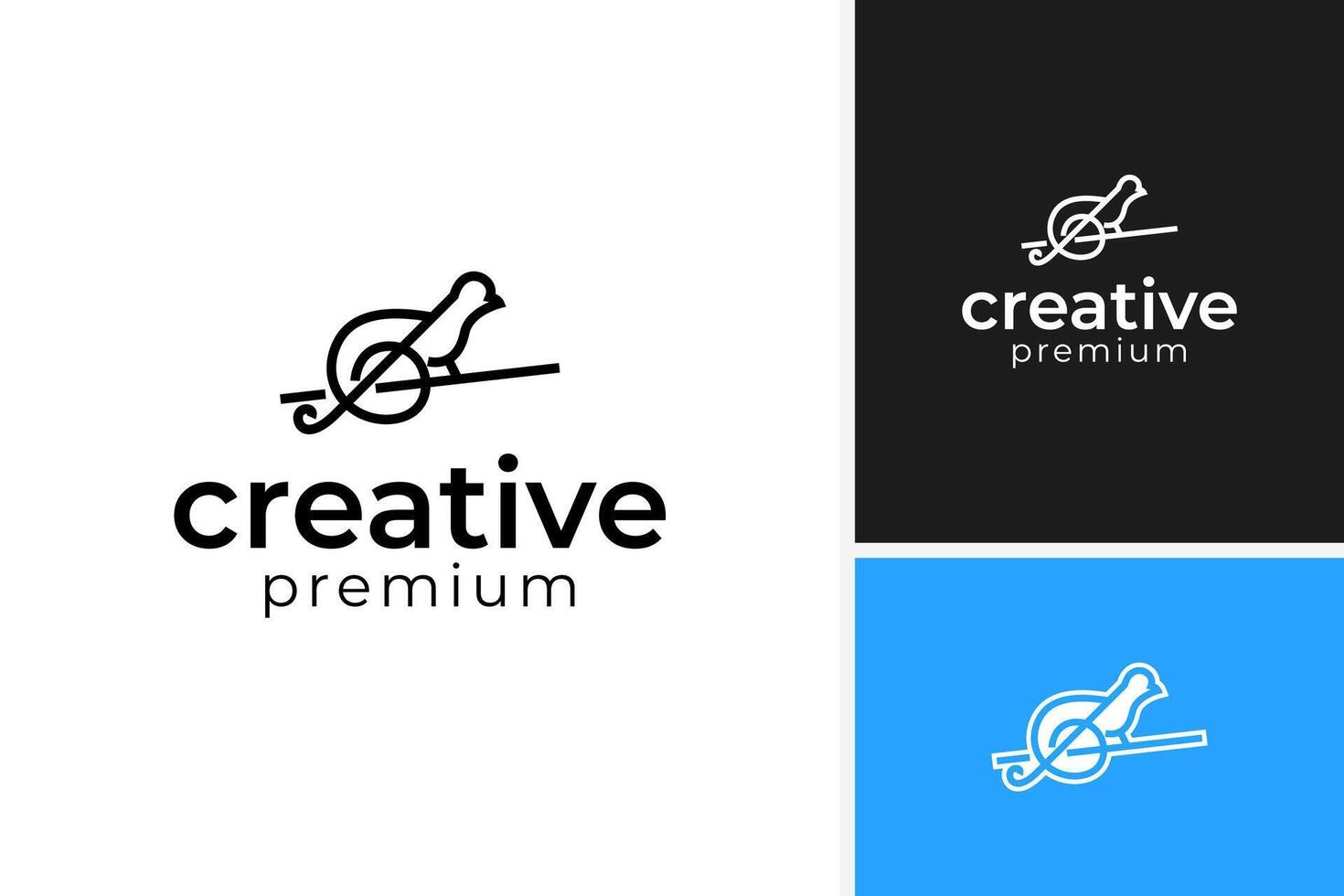 Bird and music note logo design for creative industries template illustration vector