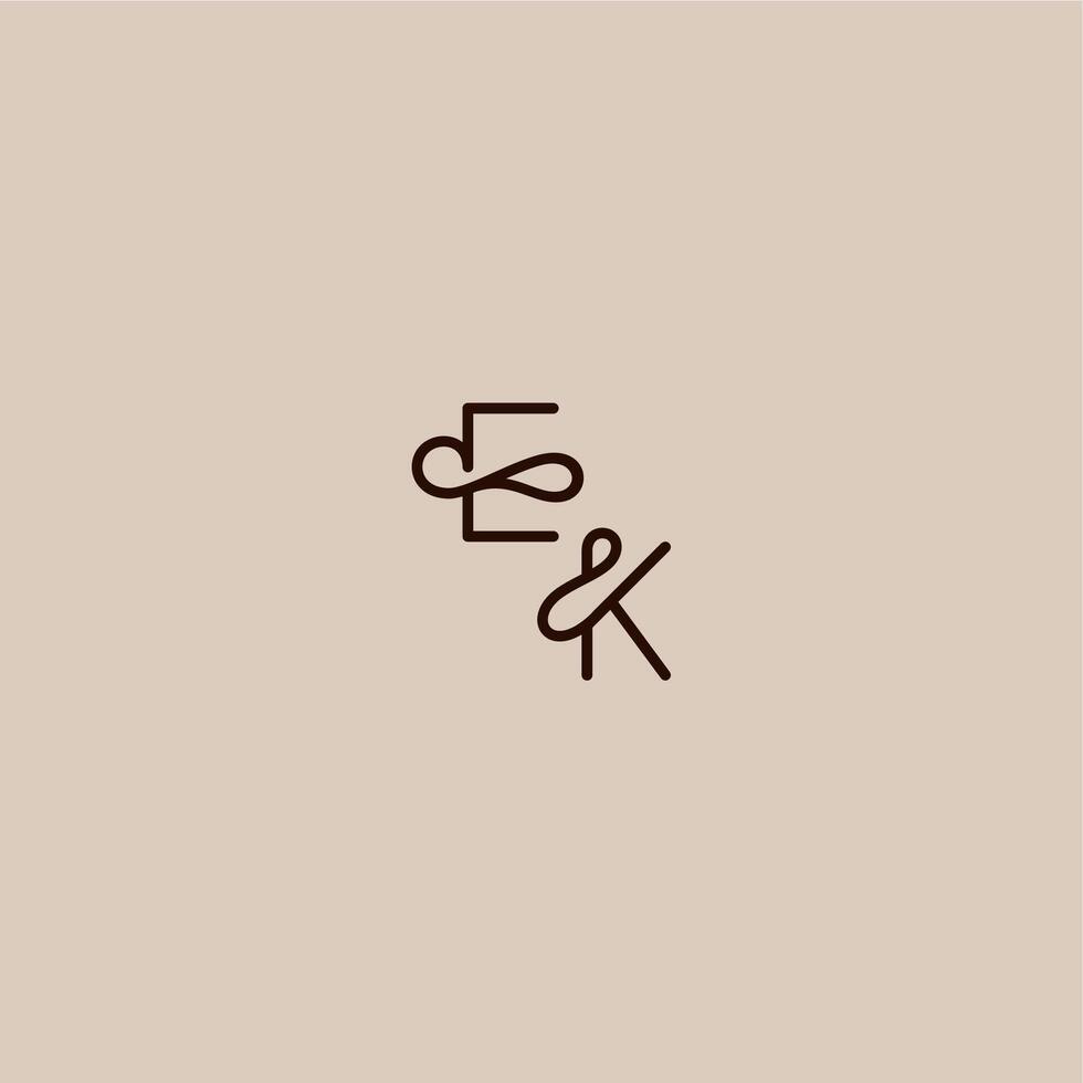dynamic line initial EK luxurious organic style and elegant concept wedding typography monogram letter vector