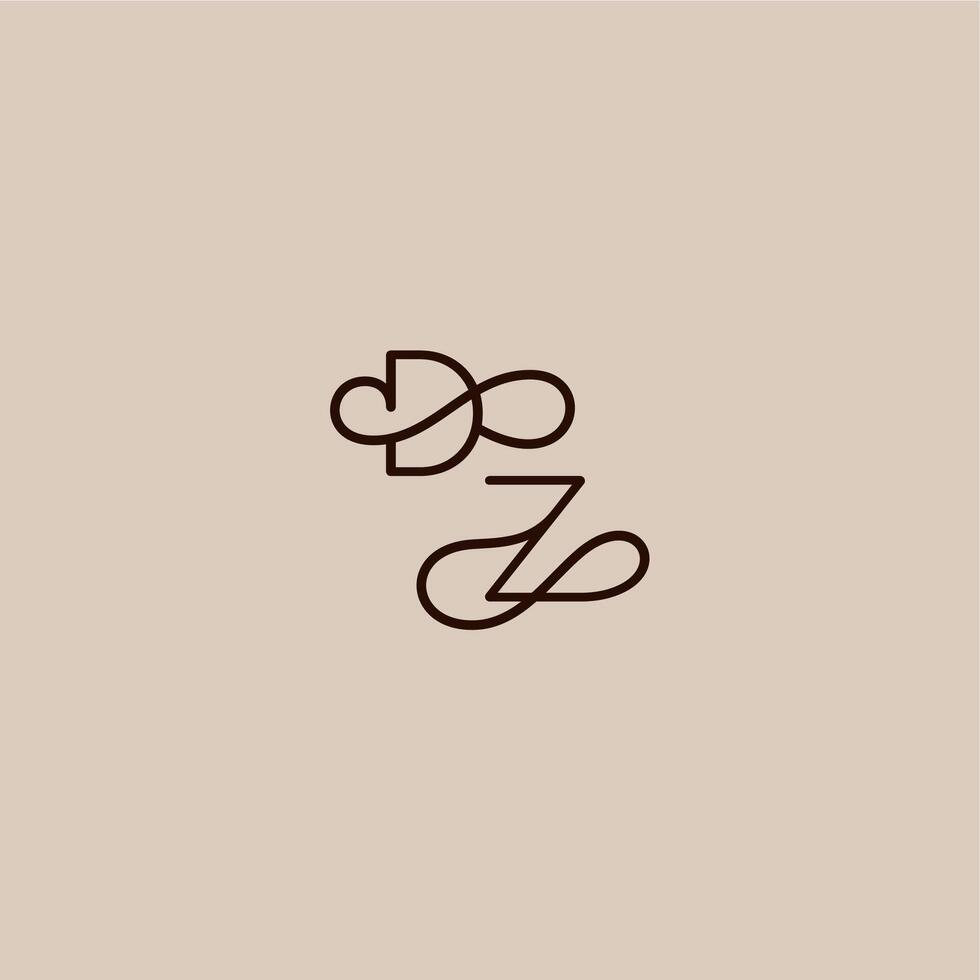 dynamic line initial DZ luxurious organic style and elegant concept wedding typography monogram letter vector