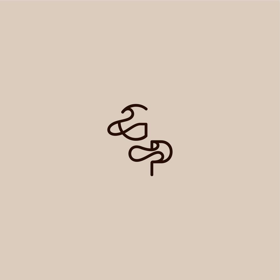 dynamic line initial wedding typography monogram letter luxurious organic style and elegant concept GP vector