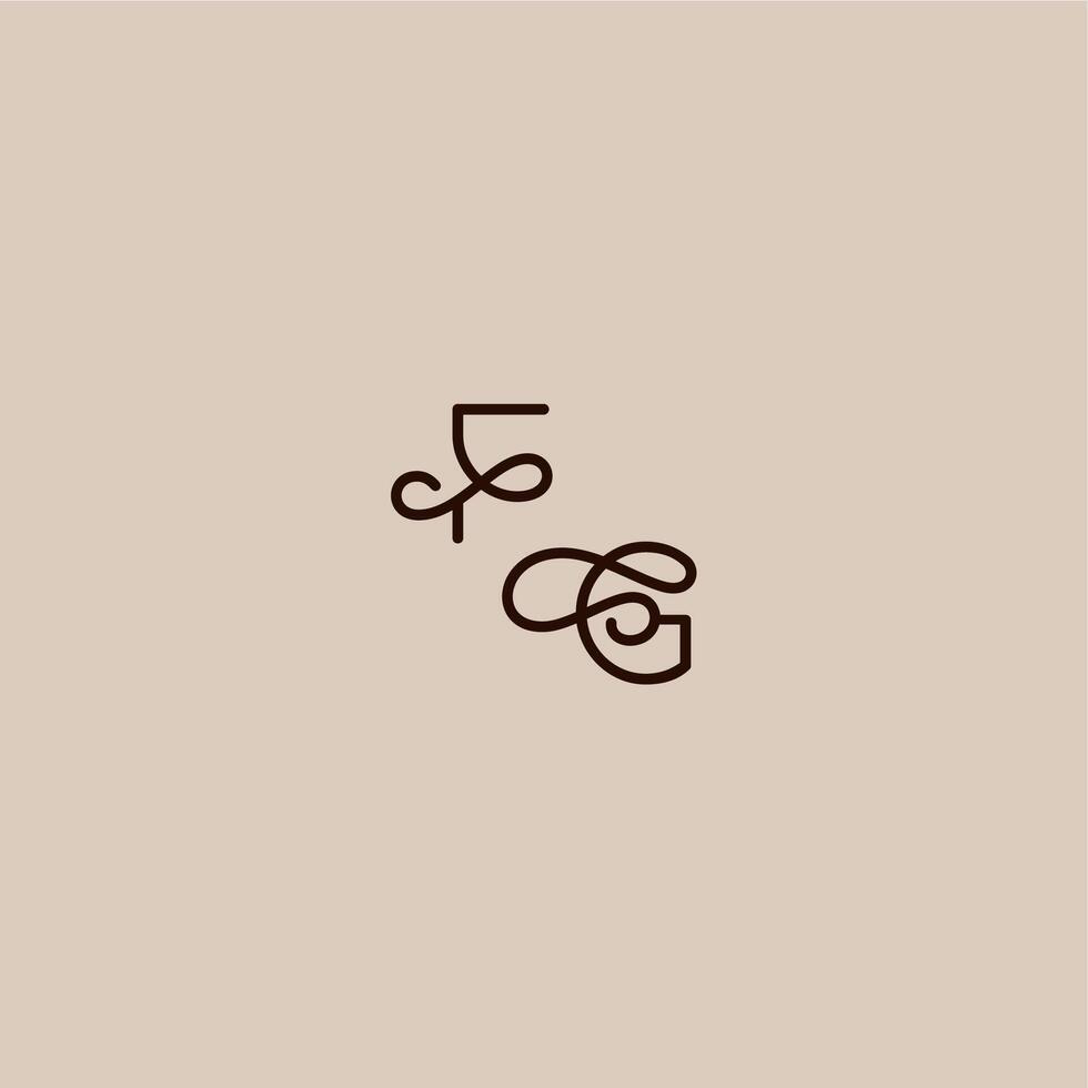 dynamic line initial FG luxurious organic style and elegant concept wedding typography monogram letter vector