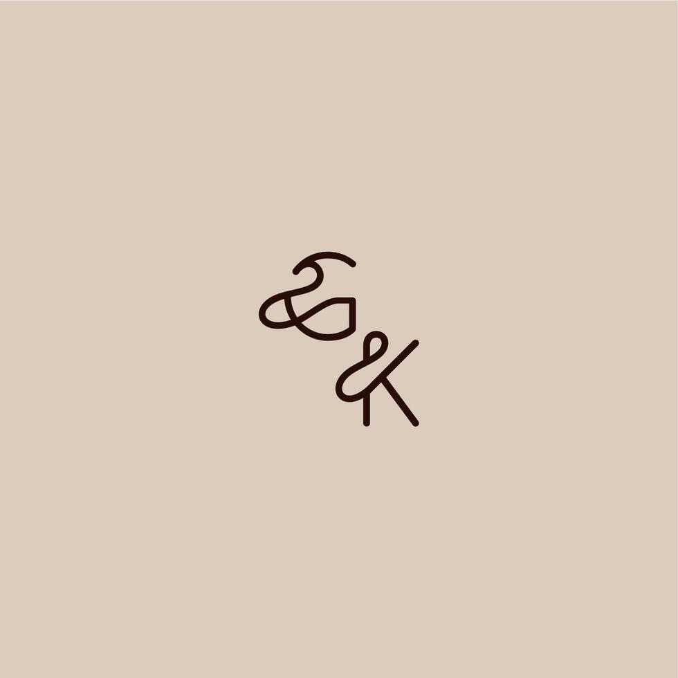 dynamic line initial wedding typography monogram letter luxurious organic style and elegant concept GK vector
