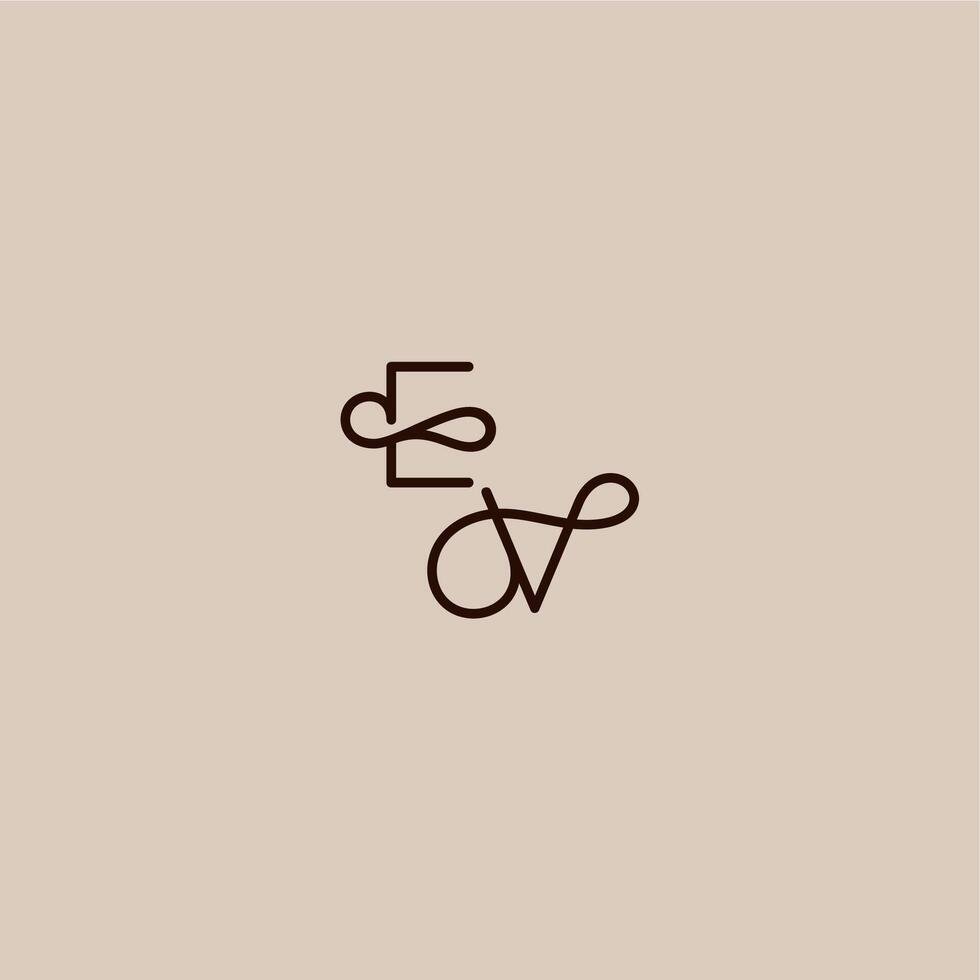 dynamic line initial EV luxurious organic style and elegant concept wedding typography monogram letter vector