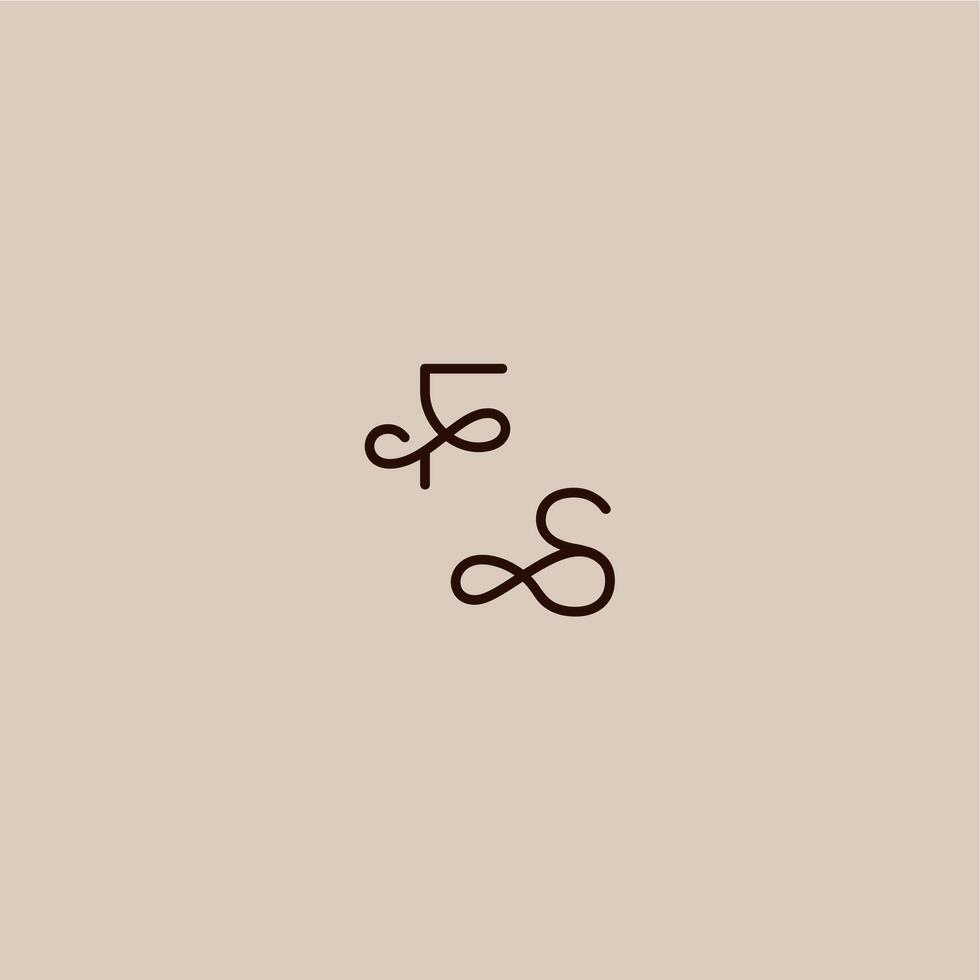 dynamic line initial FS luxurious organic style and elegant concept wedding typography monogram letter vector