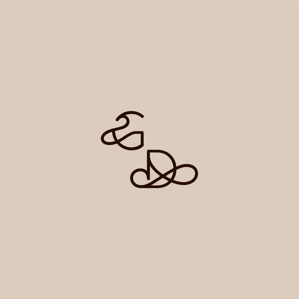dynamic line initial wedding typography monogram letter luxurious organic style and elegant concept GD vector