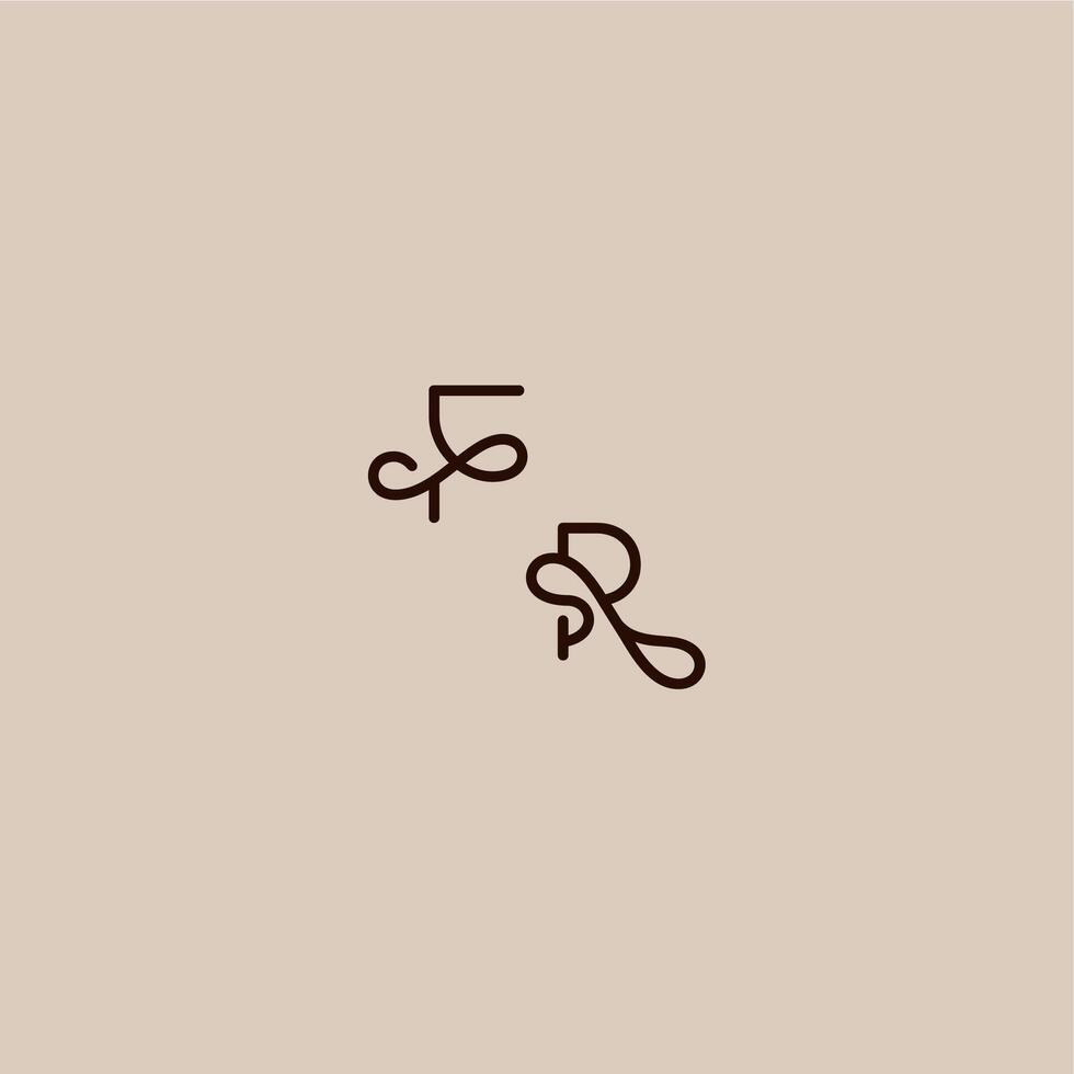 dynamic line initial FR luxurious organic style and elegant concept wedding typography monogram letter vector