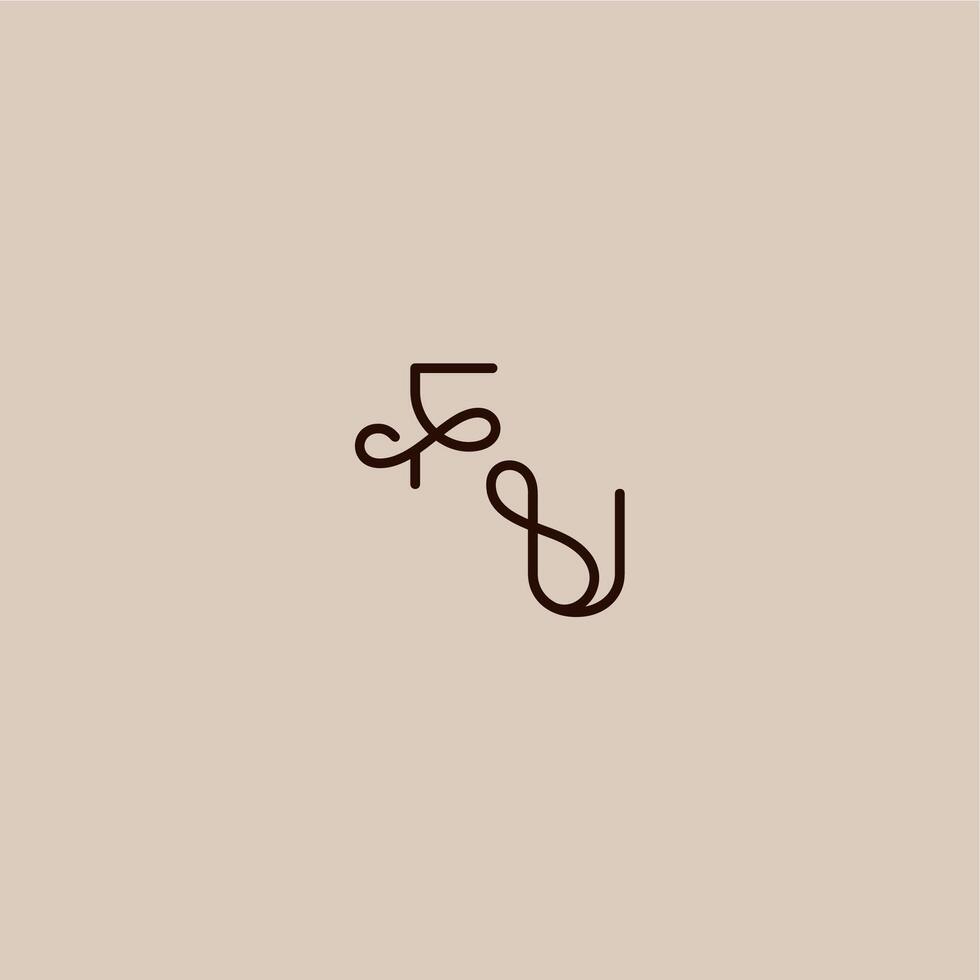 dynamic line initial FU luxurious organic style and elegant concept wedding typography monogram letter vector