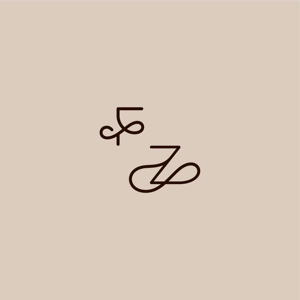 dynamic line initial FZ luxurious organic style and elegant concept wedding typography monogram letter vector