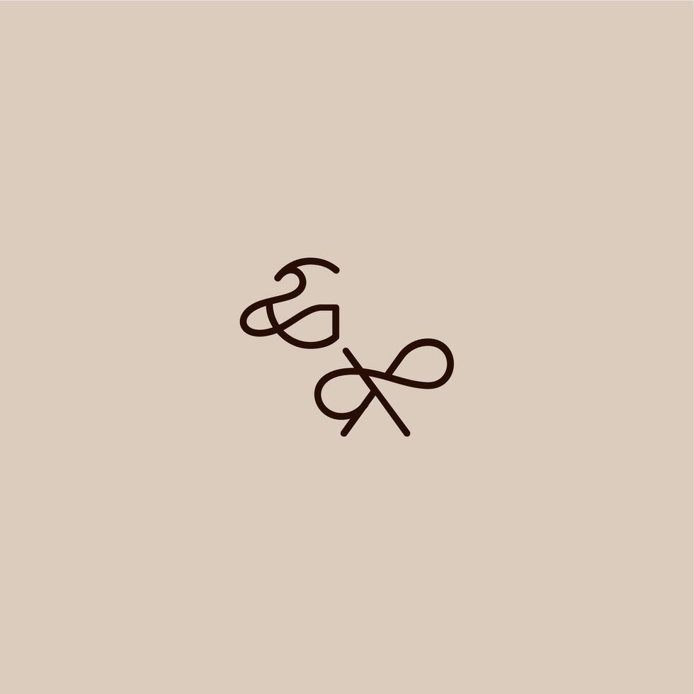 dynamic line initial wedding typography monogram letter luxurious organic style and elegant concept GX vector