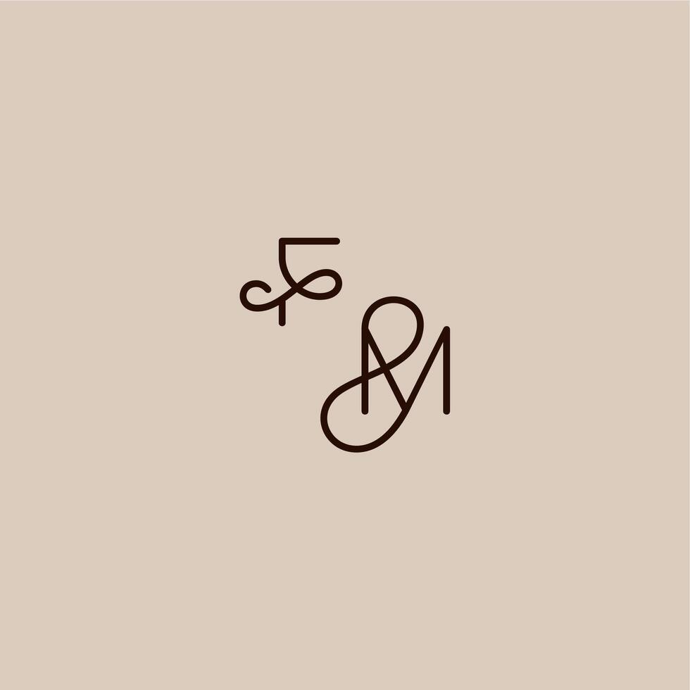 dynamic line initial FM luxurious organic style and elegant concept wedding typography monogram letter vector