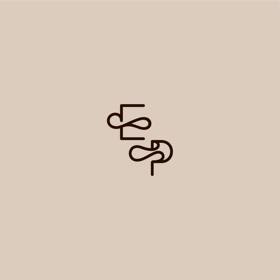 dynamic line initial EP luxurious organic style and elegant concept wedding typography monogram letter vector
