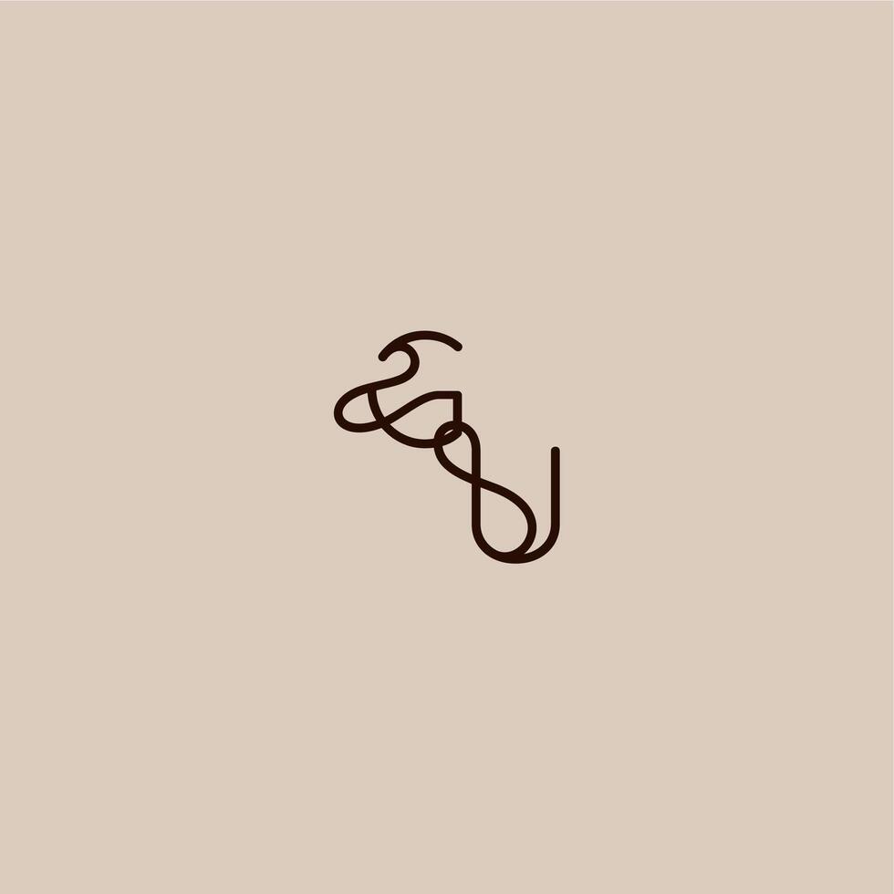 dynamic line initial wedding typography monogram letter luxurious organic style and elegant concept GU vector