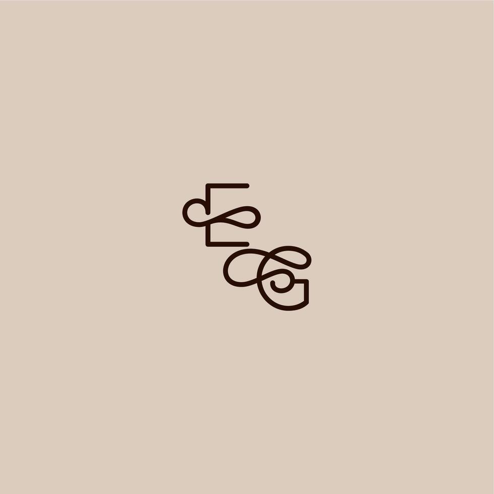 dynamic line initial EG luxurious organic style and elegant concept wedding typography monogram letter vector