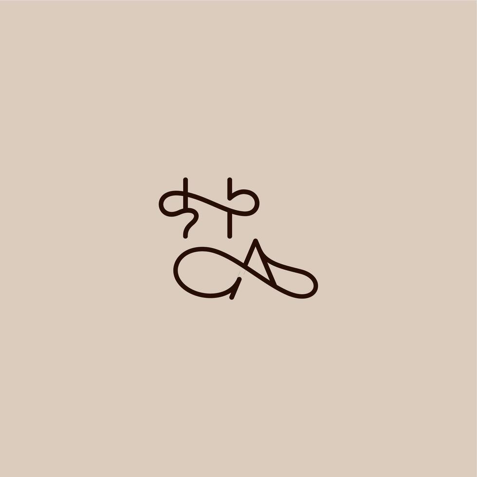 dynamic line initial wedding typography monogram letter luxurious organic style and elegant concept HA vector