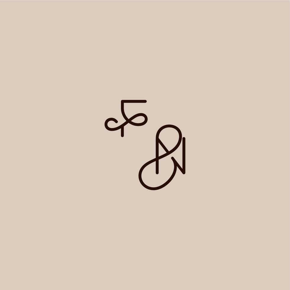 dynamic line initial FN luxurious organic style and elegant concept wedding typography monogram letter vector
