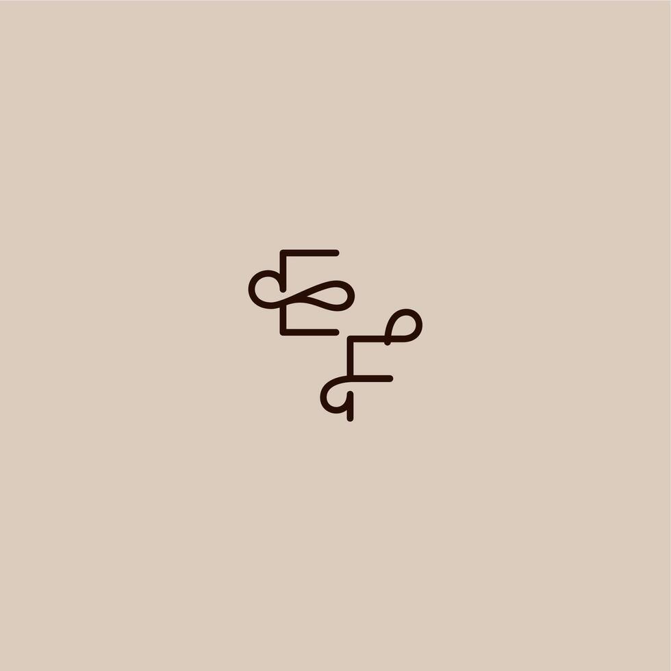 dynamic line initial EF luxurious organic style and elegant concept wedding typography monogram letter vector