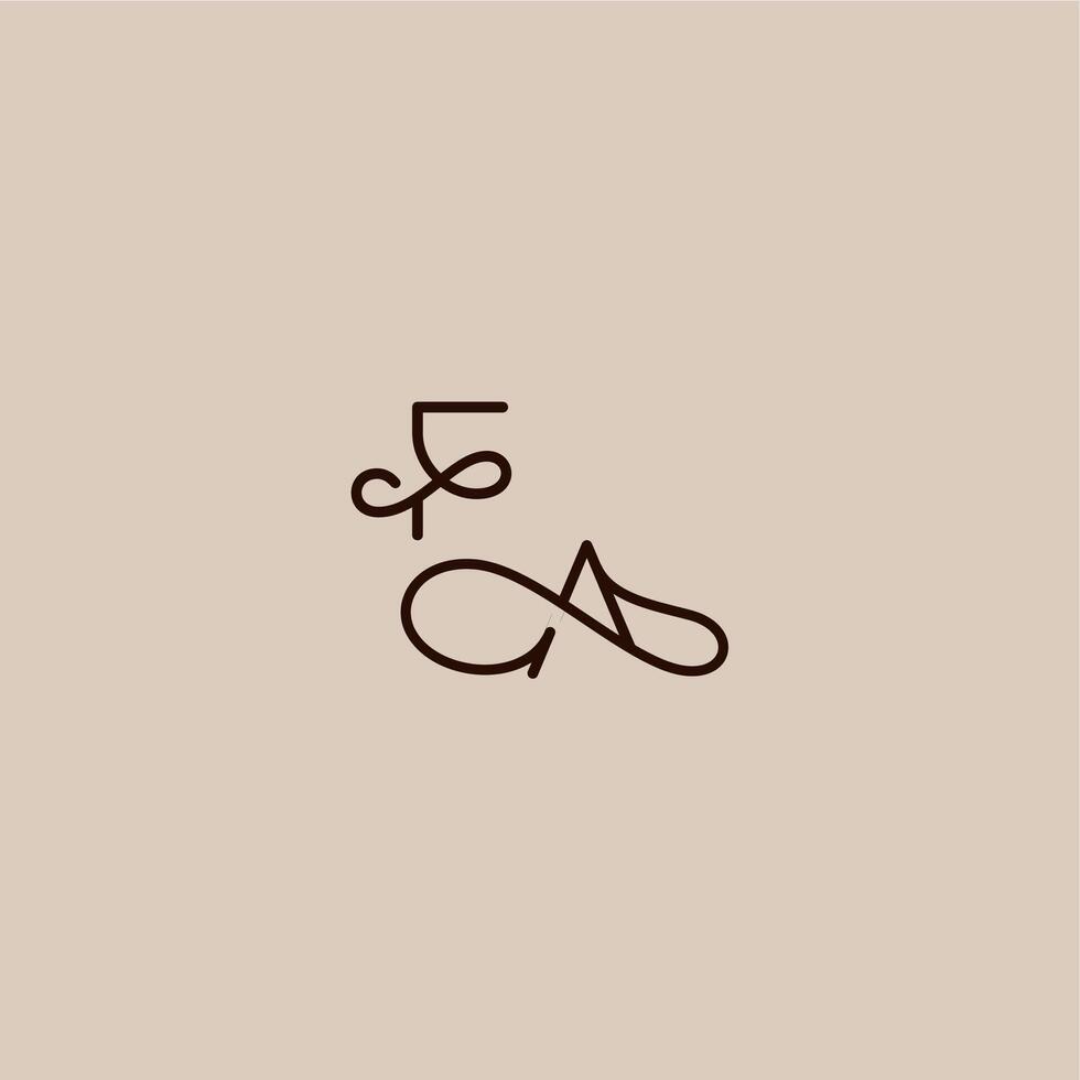 dynamic line initial FA luxurious organic style and elegant concept wedding typography monogram letter vector