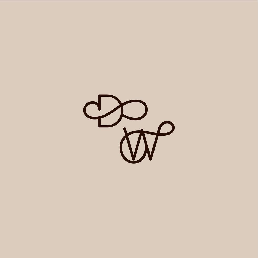 dynamic line initial DW luxurious organic style and elegant concept wedding typography monogram letter vector