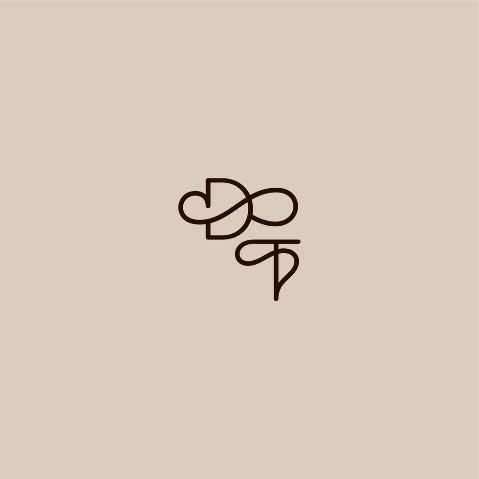 dynamic line initial DT luxurious organic style and elegant concept wedding typography monogram letter vector