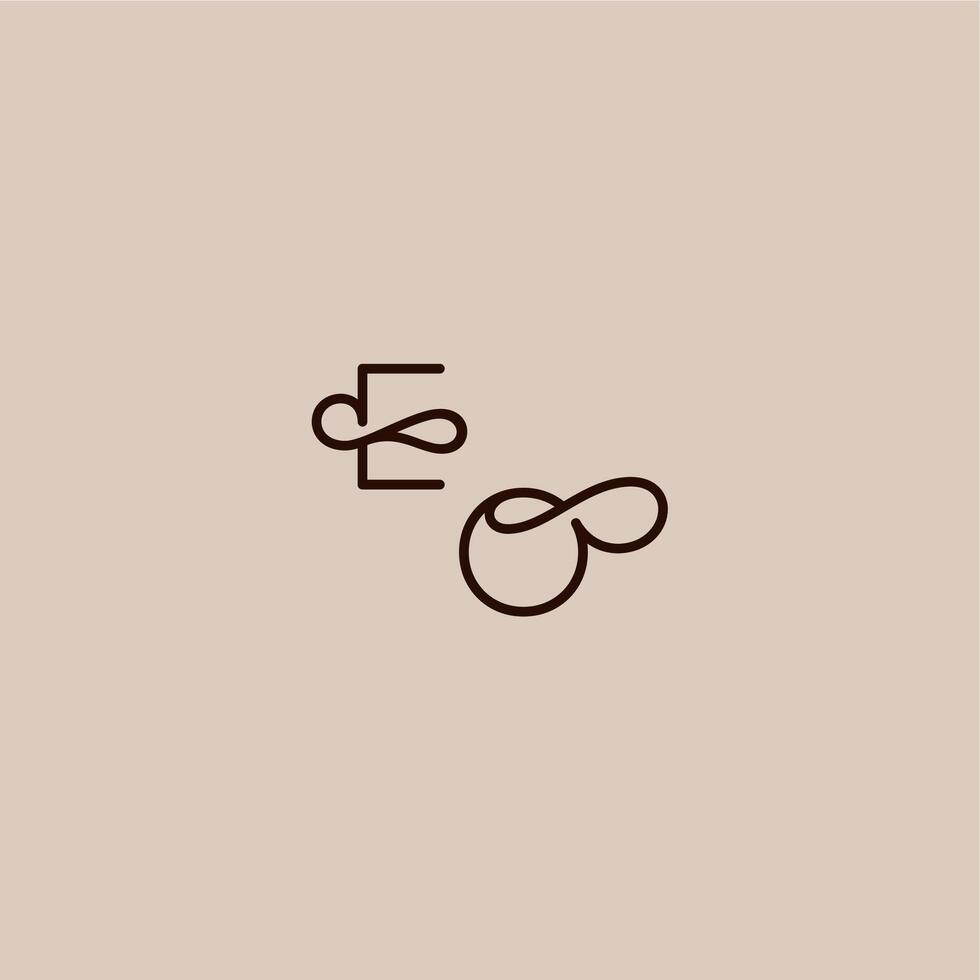 dynamic line initial EO luxurious organic style and elegant concept wedding typography monogram letter vector