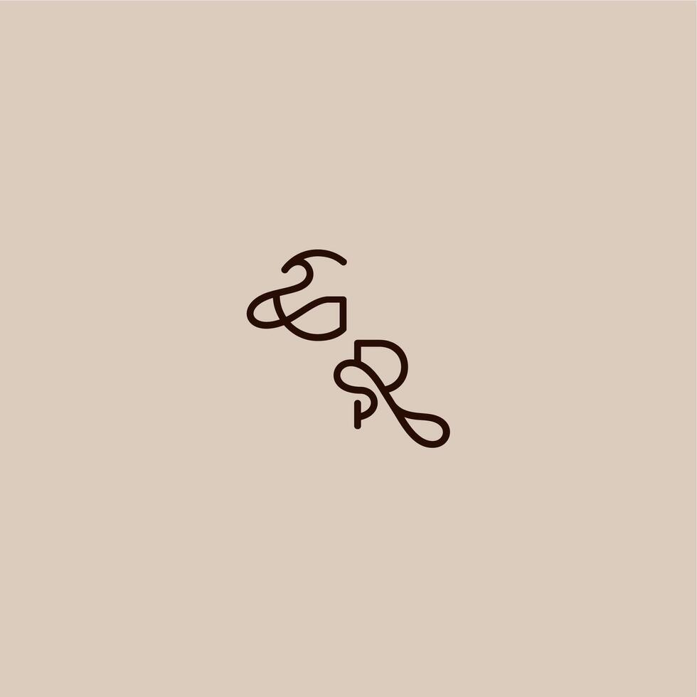 dynamic line initial wedding typography monogram letter luxurious organic style and elegant concept GR vector