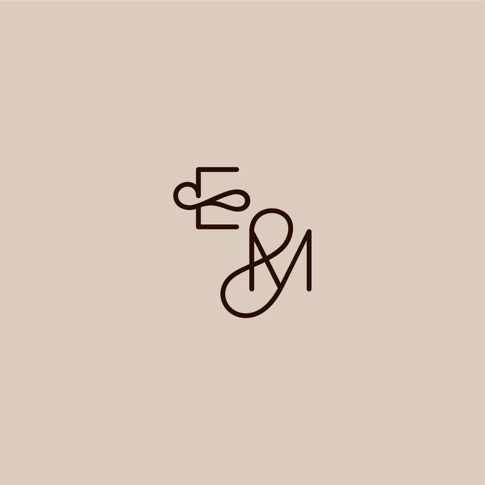 dynamic line initial EM luxurious organic style and elegant concept wedding typography monogram letter vector