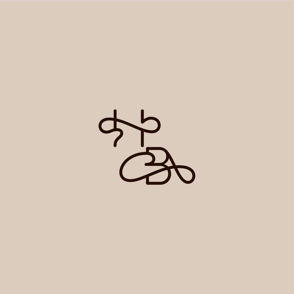 dynamic line initial wedding typography monogram letter luxurious organic style and elegant concept HB vector