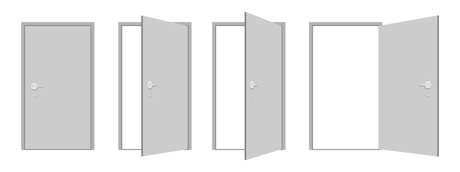 the door closed and opened in silver vector