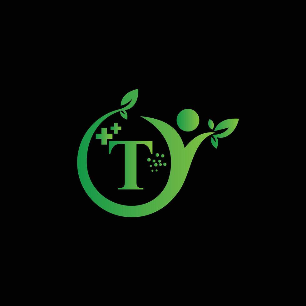 T Leaf Logo Design illustration template, T Leaf logo vector
