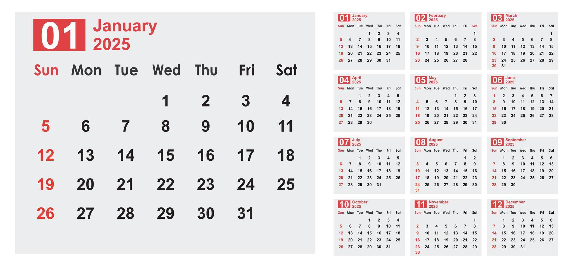 Premium 2025 calendar design template, Editable calendar 2025 date plan