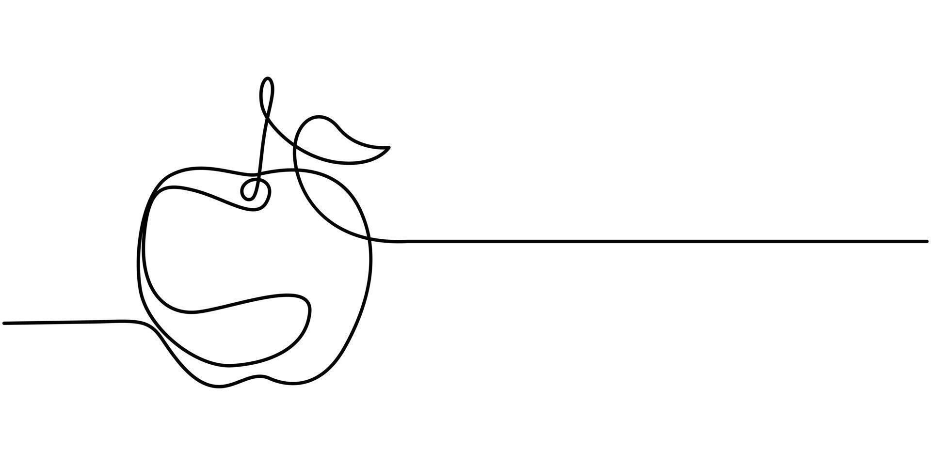 Continuous Line Drawing Of A On An Apple With White background vector