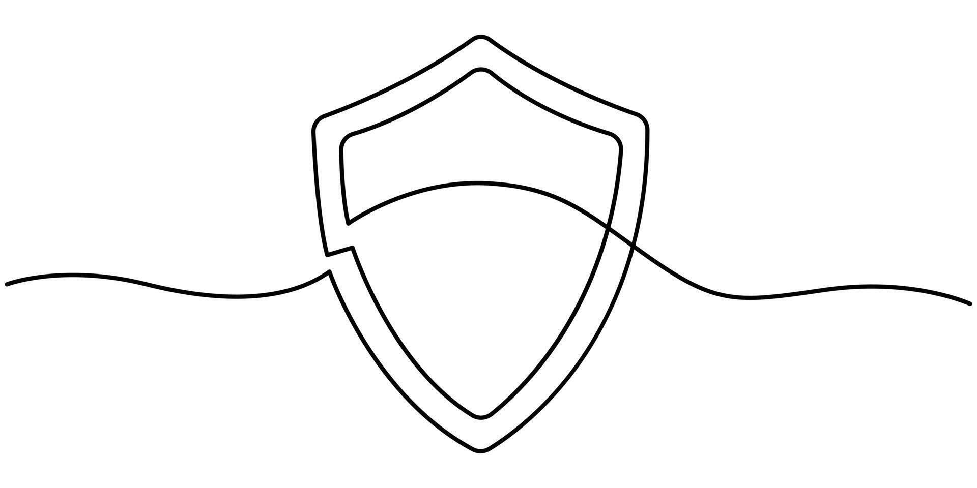 Continuous single one line drawing art of Shield vector
