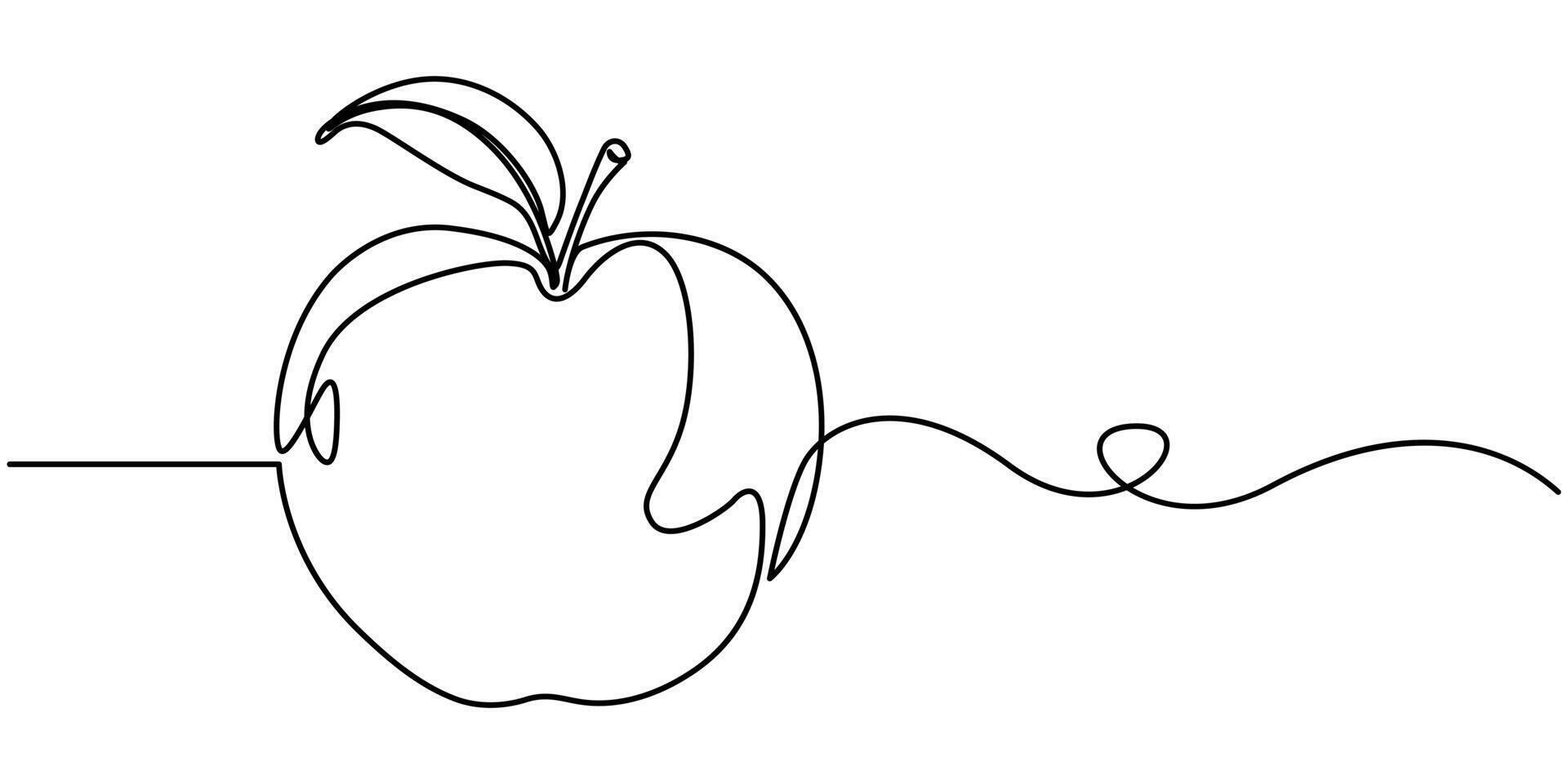 Apple one line drawing minimalist llustration vector