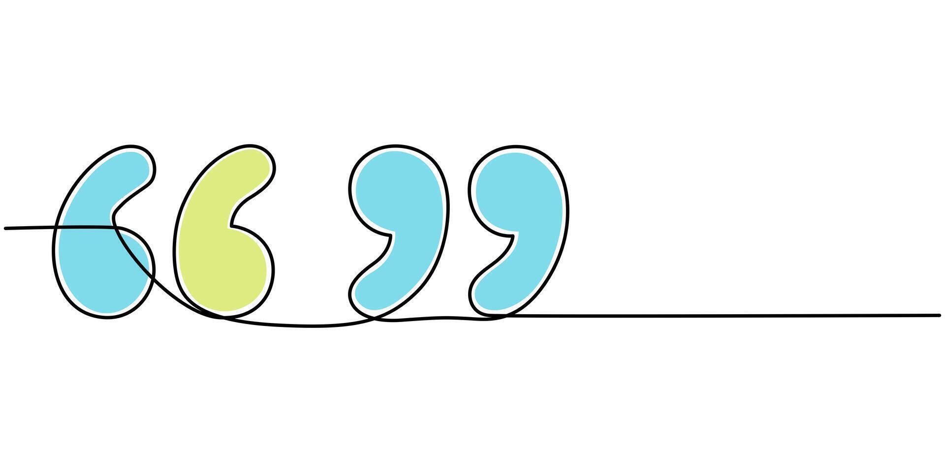 quote mark continuous one drawing illustration quote linear design vector
