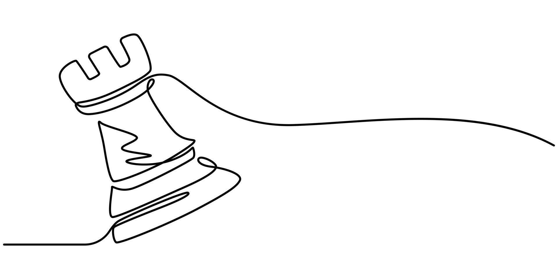 Continuous one line drawing of chess pieces illustration vector