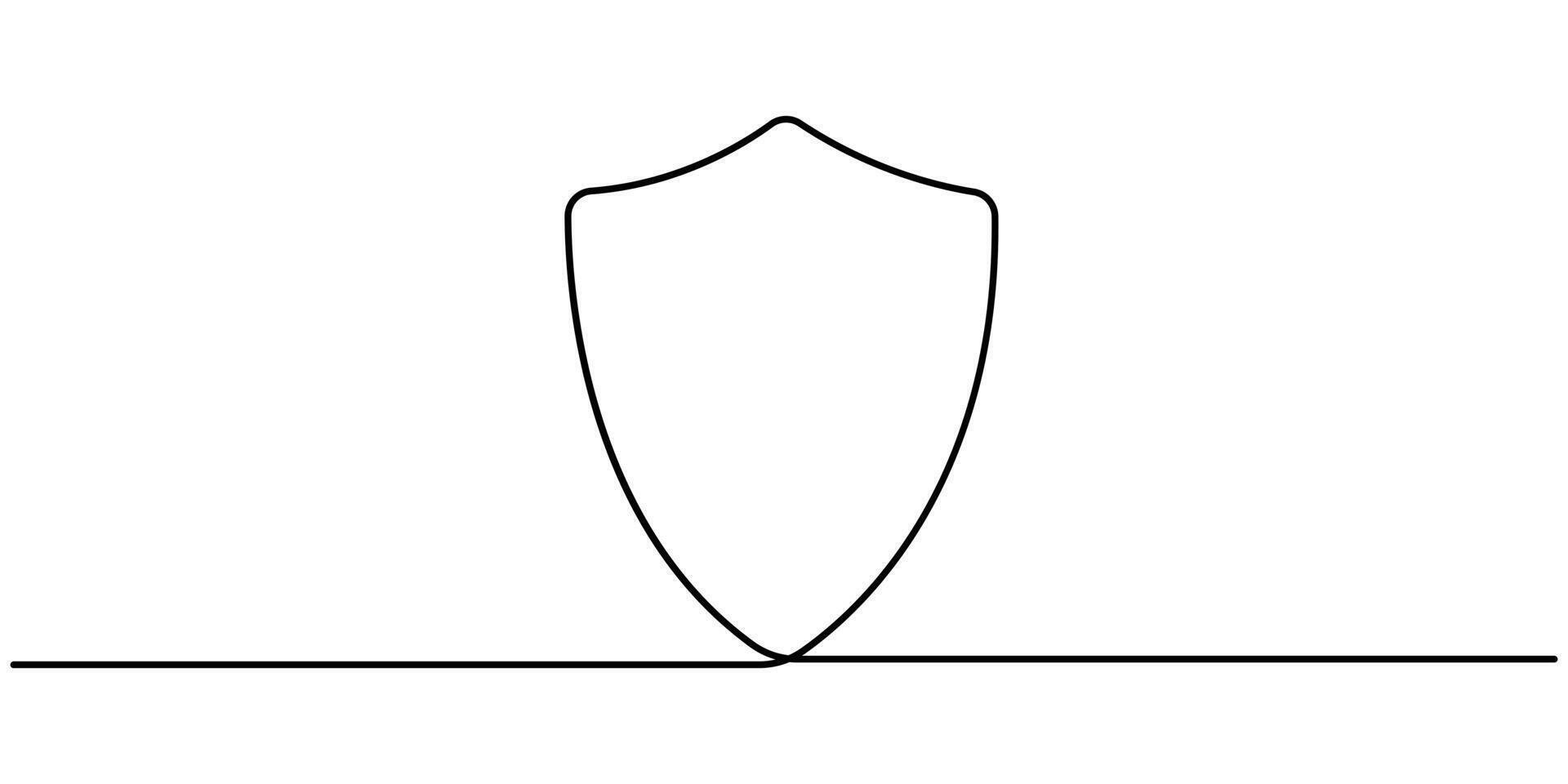 continuous line drawing of a shield representing online safety vector