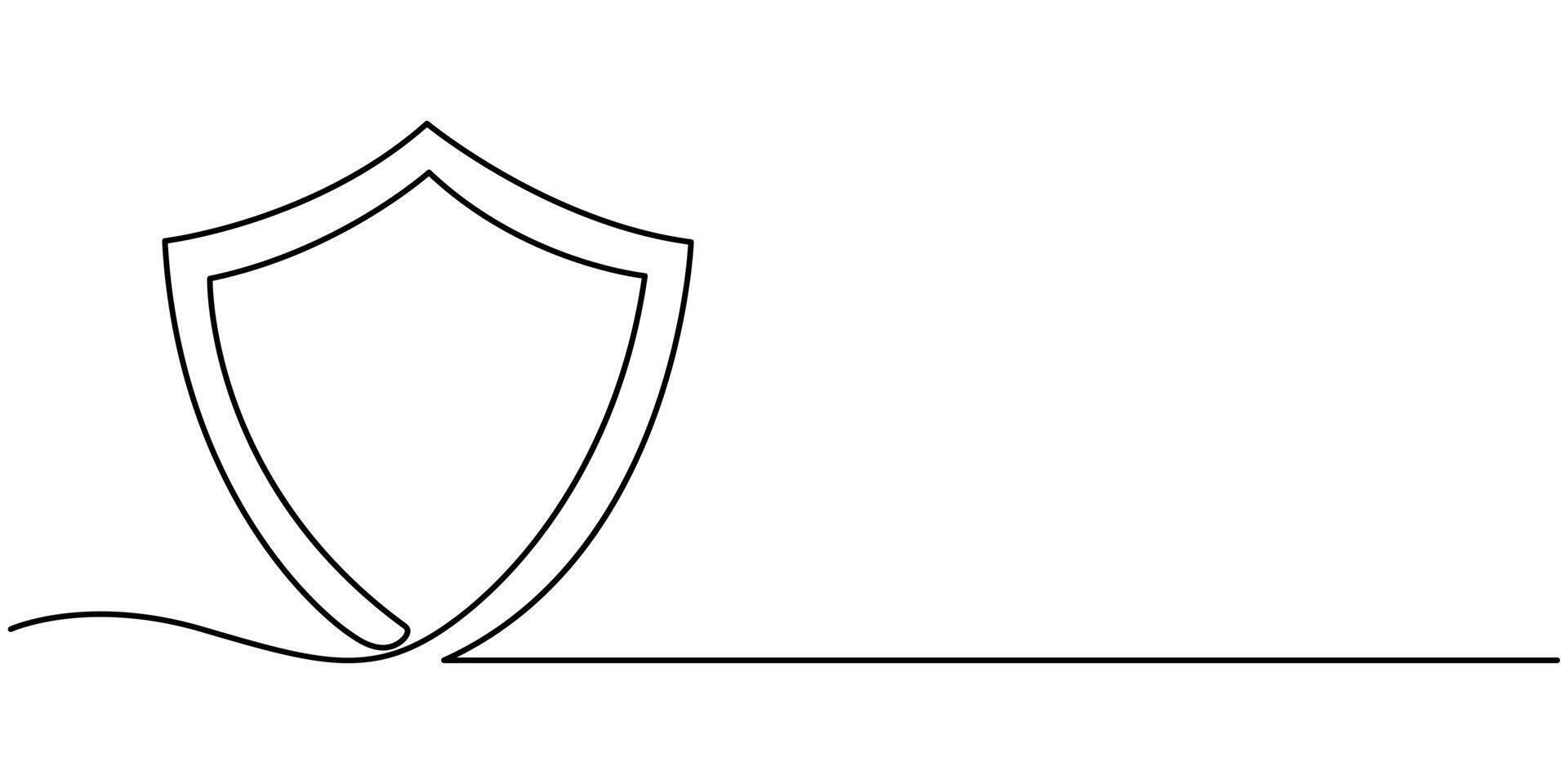 Shield of one continuous line drawn vector