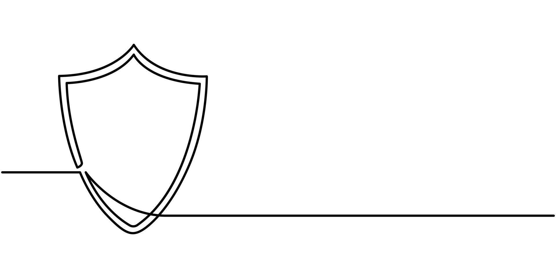 Shield Continuous One Line Drawing Icon vector