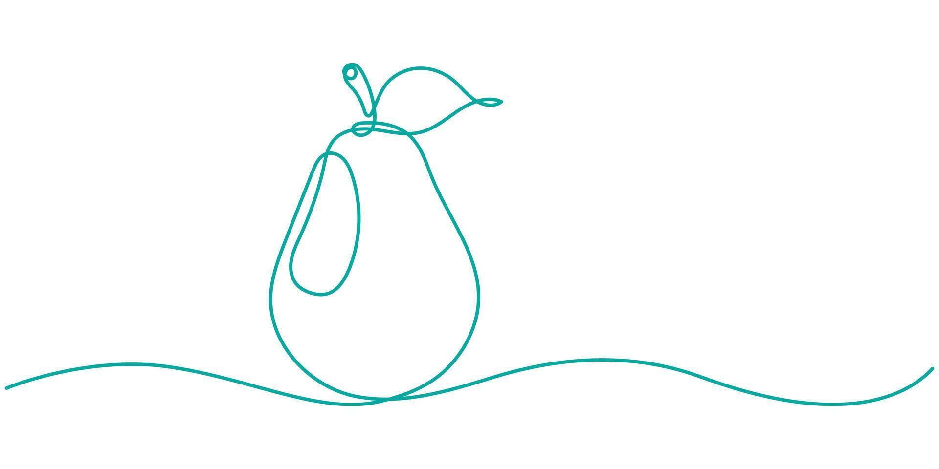 Pear in one line drawing art style vector