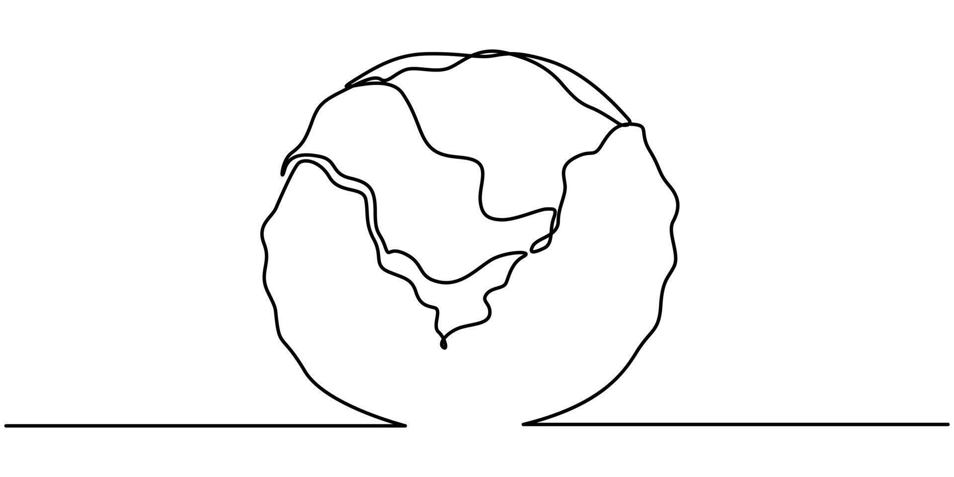 Head lettuce in continuous line art drawing style vector